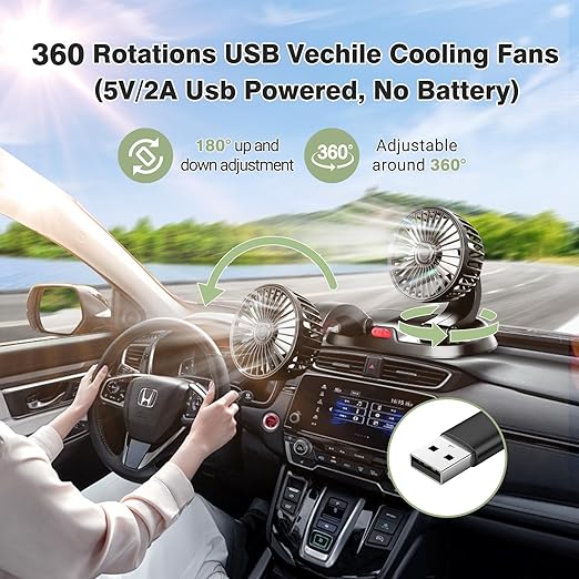 Long Double Head Car Fan