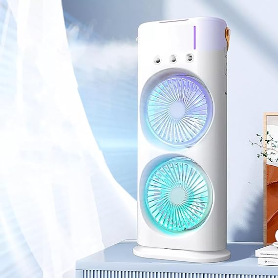 Mini Double Air Cooler With Mist Humidifier & Led Lighting