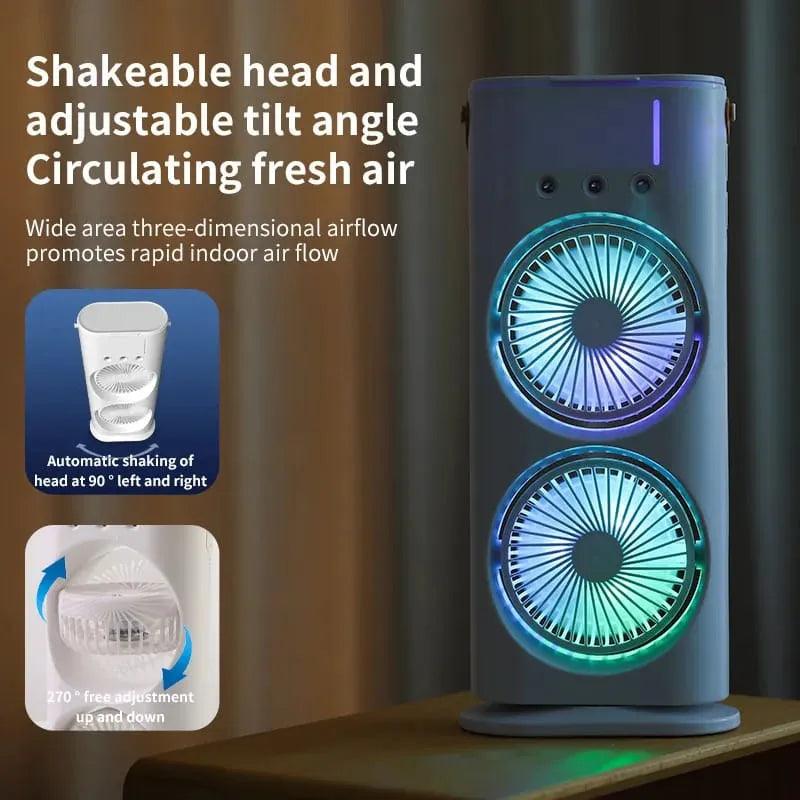 Mini Double Air Cooler With Mist Humidifier & Led Lighting
