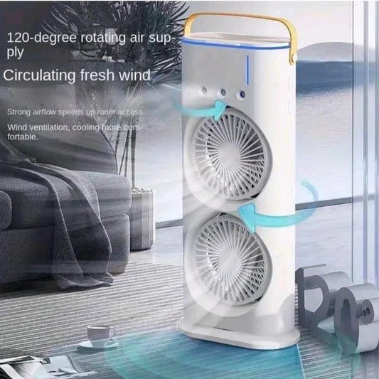 Mini Double Air Cooler With Mist Humidifier & Led Lighting
