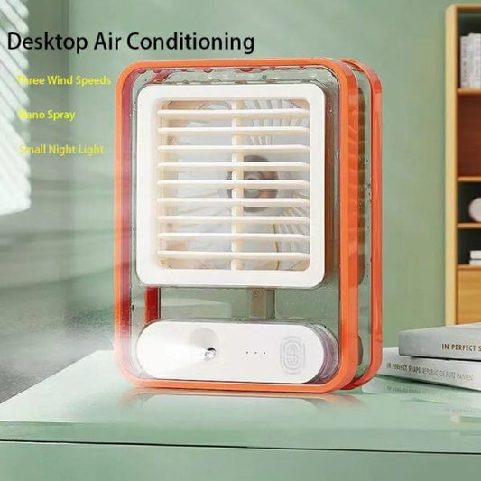 Mini Air Cooler Desktop Fan With Humidifier Purifier & Small Light