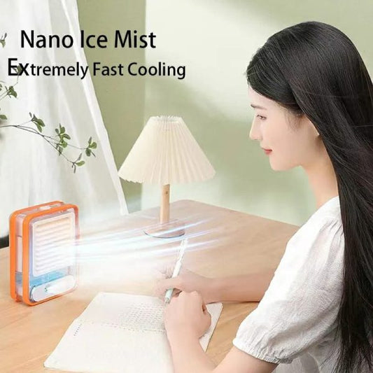 Mini Air Cooler Desktop Fan With Humidifier Purifier & Small Light