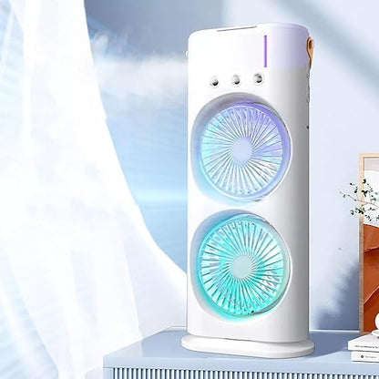 Mini Double Air Cooler With Mist Humidifier & Led Lighting