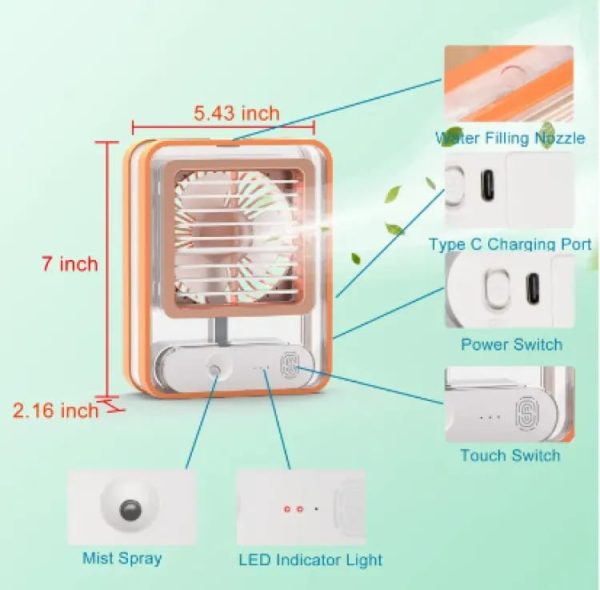 Portable Air Conditioner Fan With Mist Humidifier